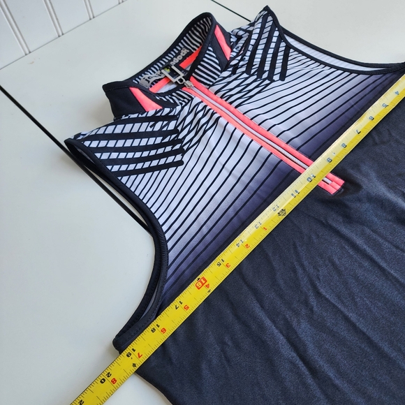 Jamie Sadock Sleeveless Zip Golf Top Pink Black Print Stretch Performance L - Picture 9 of 12
